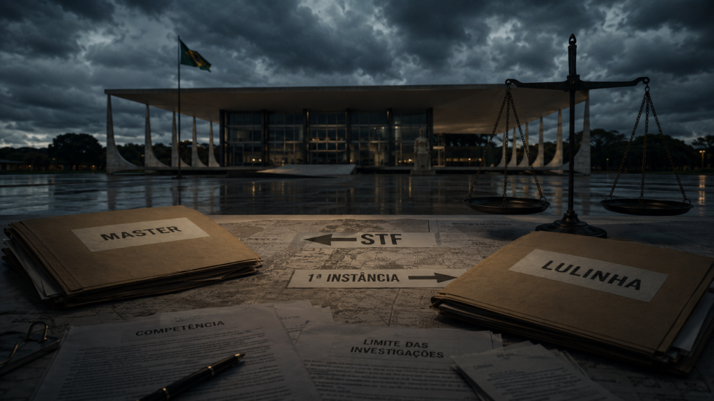 Casos Master e Lulinha expõem divergências entre STF, PGR e Polícia Federal sobre foro, competência e limites de investigações envolvendo pessoas próximas ao poder.